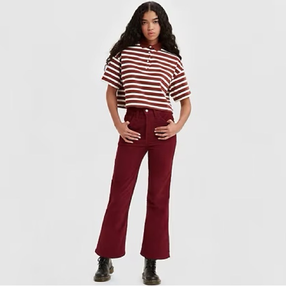 LEVI’S | NWT Women’s Ribcage Corduroy Bootcut Pants Tawny Port Red Maroon - Picture 2 of 9